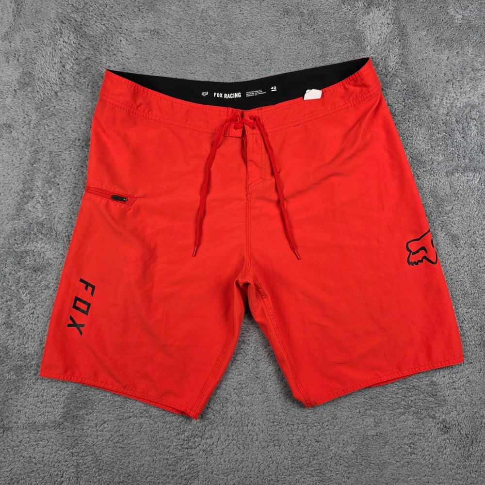 Fox Racing Board Shorts Mens 40 Red Logo Graphic Performance Swim Trunks 21"